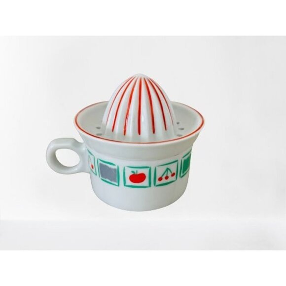 Limoges France Ceramic Lemon Juicer Reamer Squeezer White with Cherries - Picture 2 of 13